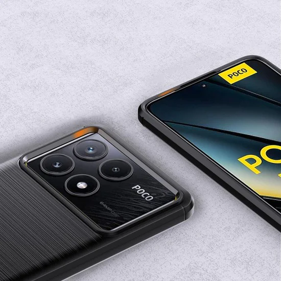 Калъф за Xiaomi Poco F6 Pro - Carbon Silicone - Син