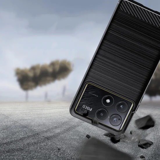 Калъф за Xiaomi Poco F6 Pro - Carbon Silicone - Син