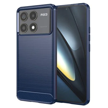 Калъф за Xiaomi Poco F6 Pro - Carbon Silicone - Син