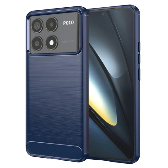 Калъф за Xiaomi Poco F6 Pro - Carbon Silicone - Син