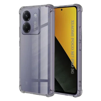 Калъф за Xiaomi Poco M7 Pro 5G - Techsuit - Удароустойчив Clear Silicone - Опушено Черен