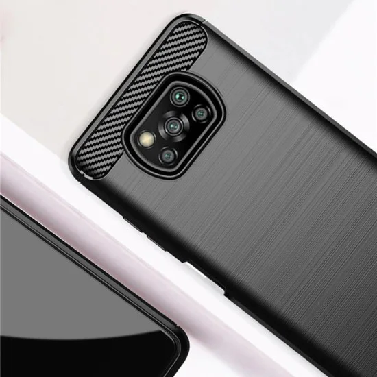 Калъф за Xiaomi Poco X3 / Poco X3 NFC / Poco X3 Pro - Carbon Silicone - Черен