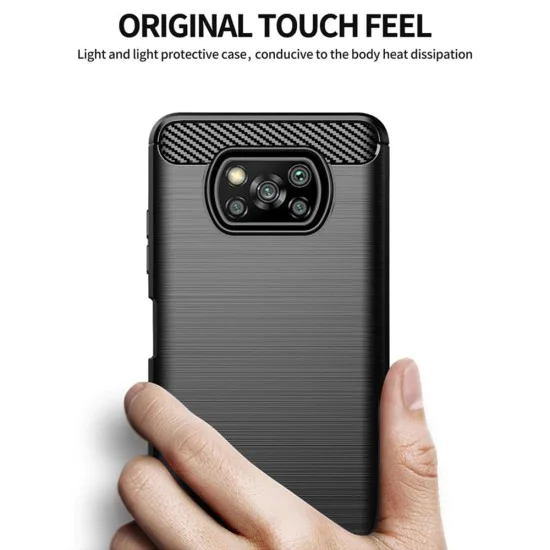 Калъф за Xiaomi Poco X3 / Poco X3 NFC / Poco X3 Pro - Carbon Silicone - Черен