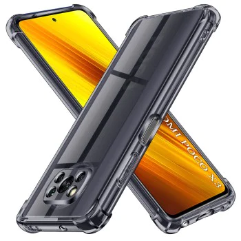 Калъф за Xiaomi Poco X3 / Poco X3 NFC / Poco X3 Pro - Techsuit - Удароустойчив Clear Silicone - Опушено Черен