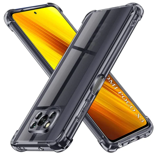 Калъф за Xiaomi Poco X3 / Poco X3 NFC / Poco X3 Pro - Techsuit - Удароустойчив Clear Silicone - Опушено Черен