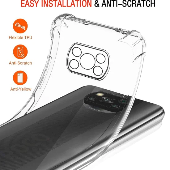 Калъф за Xiaomi Poco X3 / Poco X3 NFC / Poco X3 Pro - Удароустойчив Прозрачен Силиконов - Прозрачен