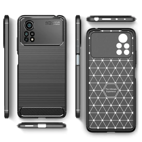 Калъф за Xiaomi Poco X4 Pro 5G - Carbon Silicone - Черен