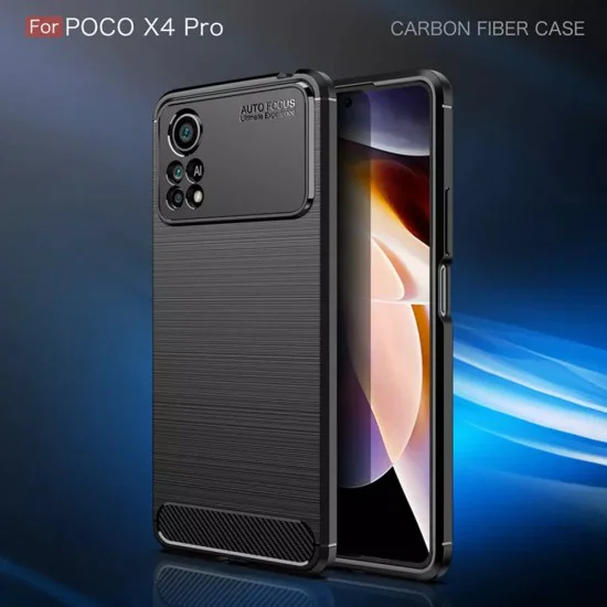 Калъф за Xiaomi Poco X4 Pro 5G - Carbon Silicone - Черен
