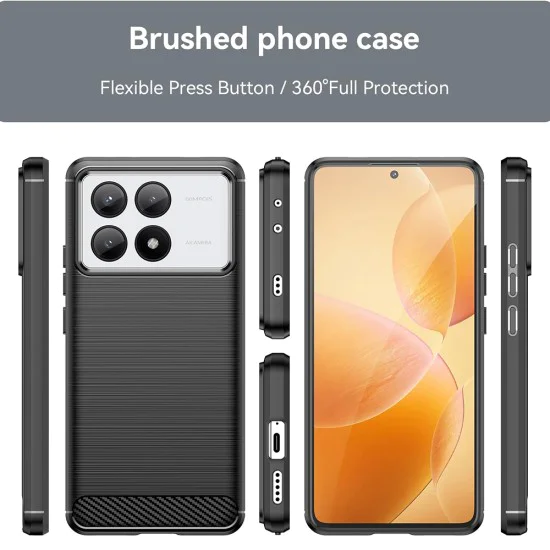 Калъф за Xiaomi Poco X6 Pro - Carbon Silicone - Черен