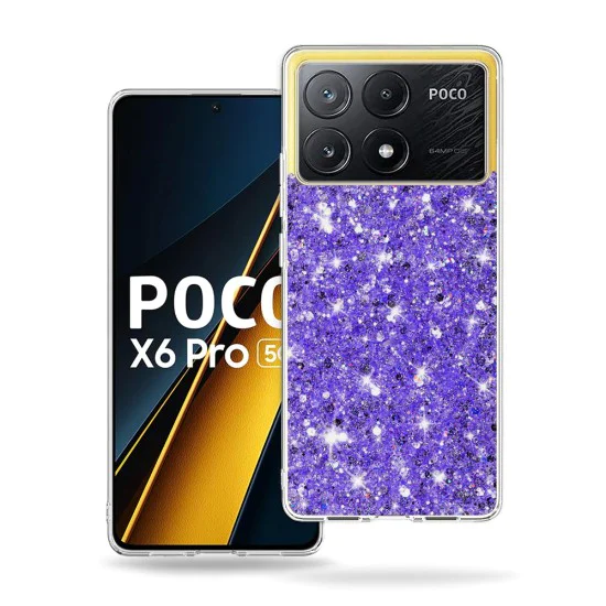 Калъф за Xiaomi Poco X6 Pro - Sparkly Glitter - Лилав