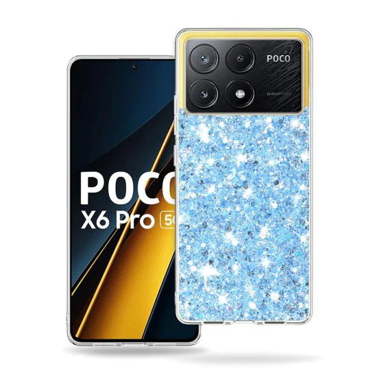 Калъф за Xiaomi Poco X6 Pro - Sparkly Glitter - Син