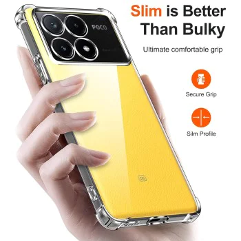 Калъф за Xiaomi Poco X6 Pro - Удароустойчив прозрачен силикон - прозрачен