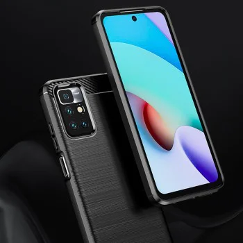 Калъф за Xiaomi Redmi 10 2021 / Redmi 10 2022 - Carbon Silicone - Черен