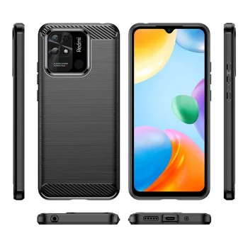 Калъф за Xiaomi Redmi 10C - Carbon Silicone - Черен