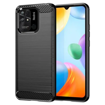 Калъф за Xiaomi Redmi 10C - Carbon Silicone - Черен
