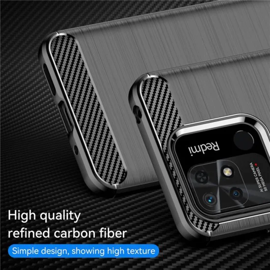 Калъф за Xiaomi Redmi 10C - Carbon Silicone - Черен