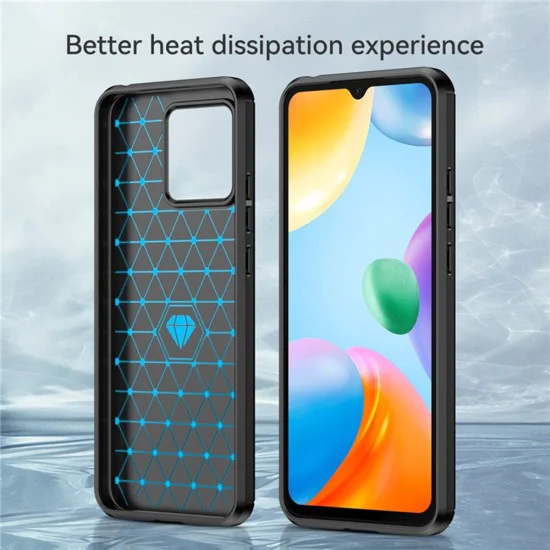 Калъф за Xiaomi Redmi 10C - Carbon Silicone - Черен