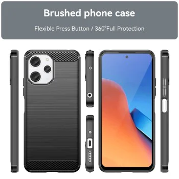 Калъф за Xiaomi Redmi 12 4G / 12 5G - Carbon Silicone - Черен