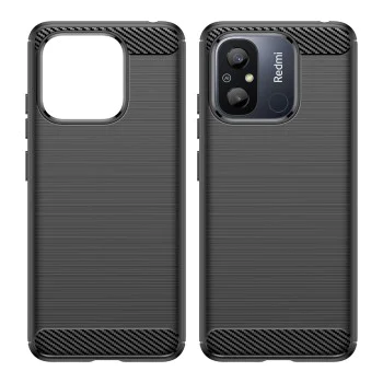 Калъф за Xiaomi Redmi 12C - Carbon Silicone - Черен