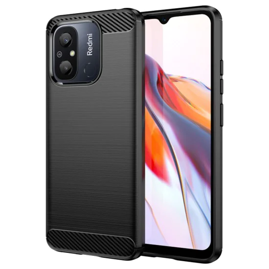 Калъф за Xiaomi Redmi 12C - Carbon Silicone - Черен