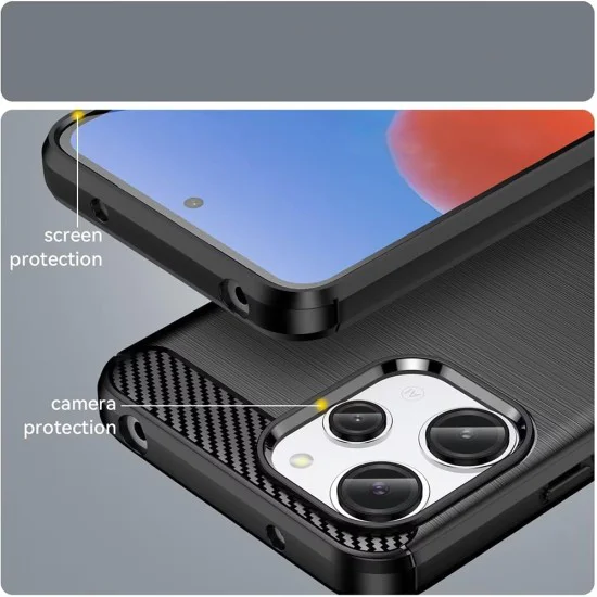 Калъф за Xiaomi Redmi 13 / Poco M6 4G - Carbon Silicone - Черен