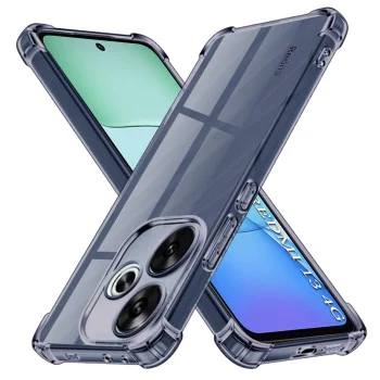 Калъф за Xiaomi Redmi 13 / Poco M6 4G - Techsuit - Удароустойчив Clear Silicone - Опушено Черен