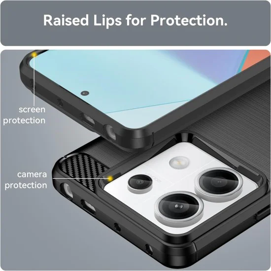 Калъф за Xiaomi Redmi 13C 4G / 13C 5G / Poco M6 / C65 - Carbon Silicone - Черен