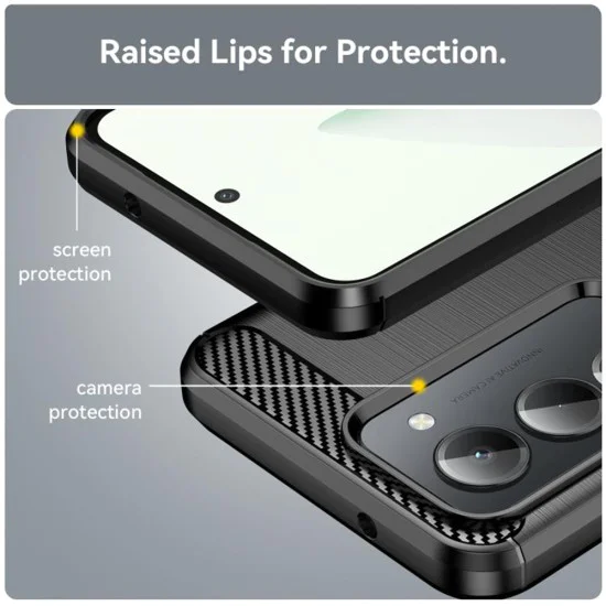Калъф за Xiaomi Redmi 15 4G / Redmi 15 5G - Techsuit - Carbon Silicone - Черен