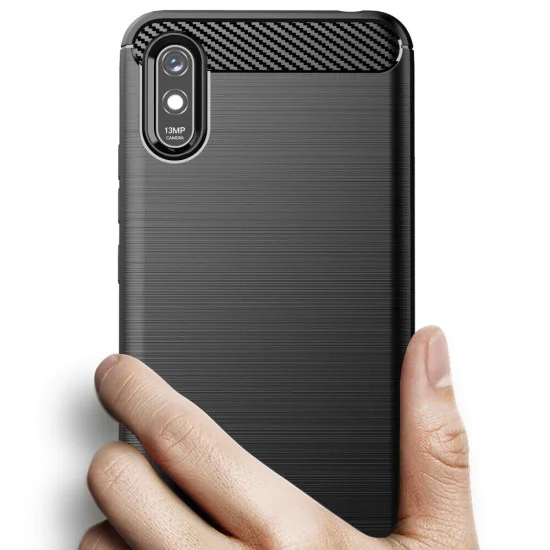 Калъф за Xiaomi Redmi 9A / Redmi 9AT - Carbon Silicone - Черен