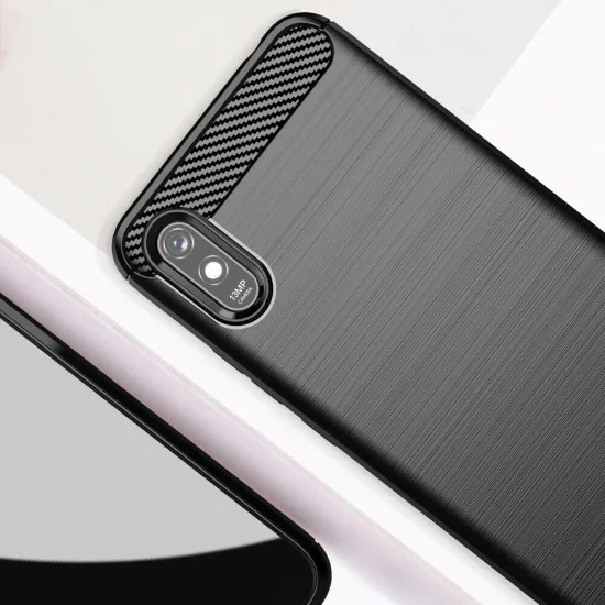 Калъф за Xiaomi Redmi 9A / Redmi 9AT - Carbon Silicone - Черен