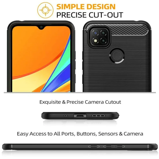 Калъф за Xiaomi Redmi 9C / Redmi 9C NFC - Carbon Silicone - Черен