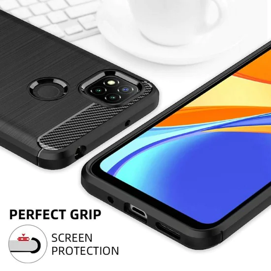 Калъф за Xiaomi Redmi 9C / Redmi 9C NFC - Carbon Silicone - Черен