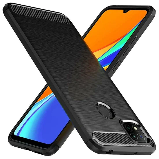 Калъф за Xiaomi Redmi 9C / Redmi 9C NFC - Carbon Silicone - Черен