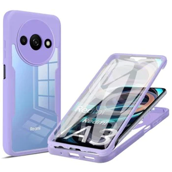 Калъф за Xiaomi Redmi A3 / Redmi A3x + Протектор - ColorVerse 360 ​​Series - лилав