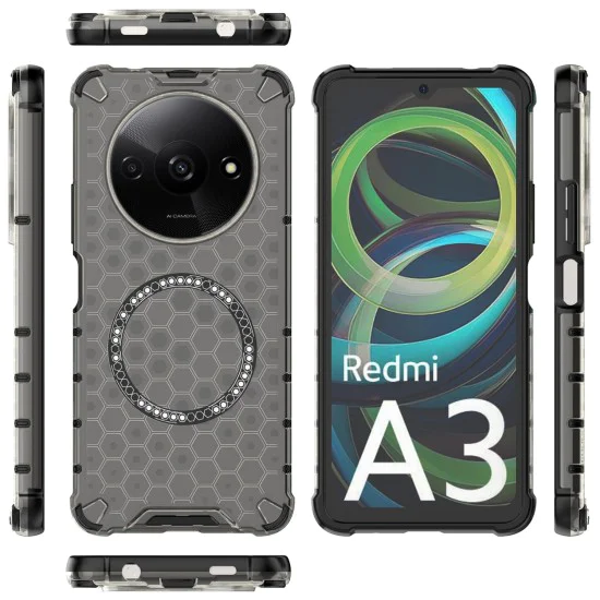 Калъф за Xiaomi Redmi A3 / Redmi A3x - Techsuit - HoneyComb Shield MagSafe - Черен