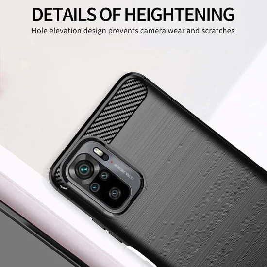 Калъф за Xiaomi Redmi Note 10 4G / Note 10S / Poco M5s - Carbon Silicone - Черен