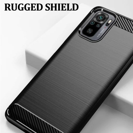 Калъф за Xiaomi Redmi Note 10 4G / Note 10S / Poco M5s - Carbon Silicone - Черен