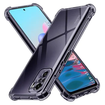 Калъф за Xiaomi Redmi Note 10 4G / Note 10S / Poco M5s - Techsuit - Удароустойчив Clear Silicone - Опушено Черен