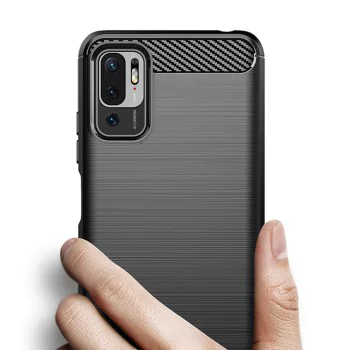 Калъф за Xiaomi Redmi Note 10 5G / Poco M3 Pro 5G - Carbon Silicone - Черен