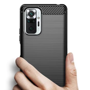 Калъф за Xiaomi Redmi Note 10 Pro / Note 10 Pro Max - Carbon Silicone - Черен