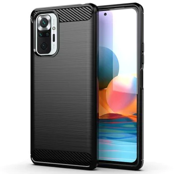 Калъф за Xiaomi Redmi Note 10 Pro / Note 10 Pro Max - Carbon Silicone - Черен