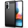 Калъф за Xiaomi Redmi Note 10 Pro / Note 10 Pro Max - Carbon Silicone - Черен