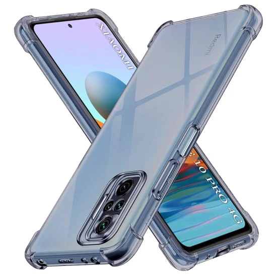 Калъф за Xiaomi Redmi Note 10 Pro / Note 10 Pro Max - Techsuit - Удароустойчив Clear Silicone - Опушено Черен