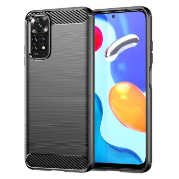 Калъф за Xiaomi Redmi Note 11 / Note 11S - Carbon Silicone - Черен
