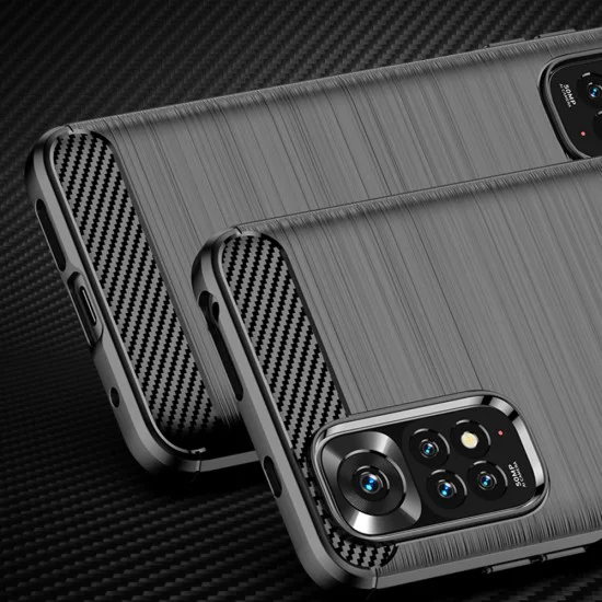 Калъф за Xiaomi Redmi Note 11 / Note 11S - Carbon Silicone - Черен