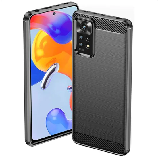 Калъф за Xiaomi Redmi Note 11 Pro 4G / Note 11 Pro 5G / Note 12 Pro 4G - Carbon Silicone - Черен