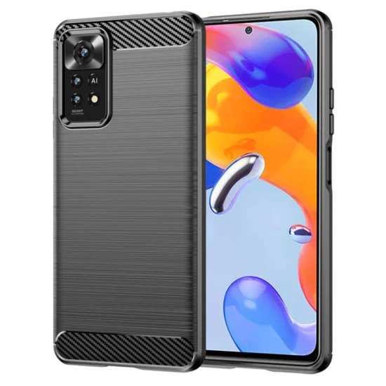 Калъф за Xiaomi Redmi Note 11 Pro 4G / Note 11 Pro 5G / Note 12 Pro 4G - Carbon Silicone - Черен