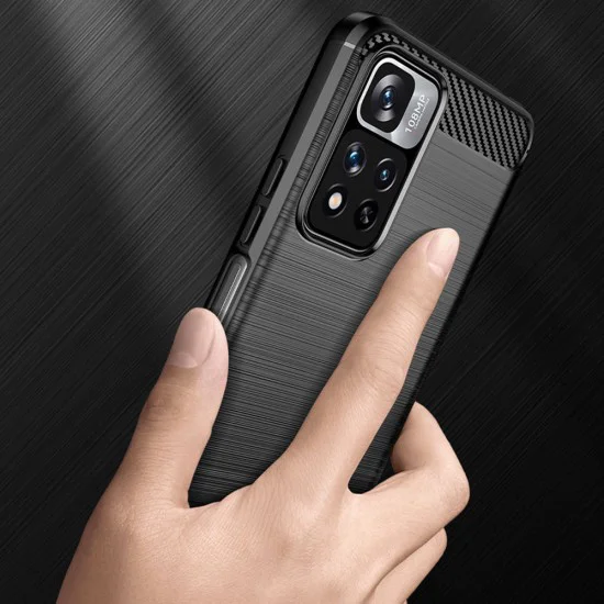 Калъф за Xiaomi Redmi Note 11 Pro+ 5G - Carbon Silicone - Черен