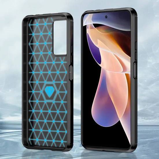 Калъф за Xiaomi Redmi Note 11 Pro+ 5G - Carbon Silicone - Черен