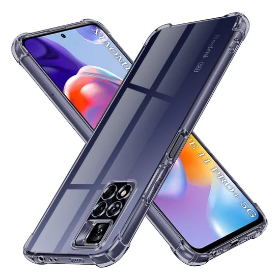Калъф за Xiaomi Redmi Note 11 Pro+ 5G - Techsuit - Удароустойчив Clear Silicone - Опушено Черен